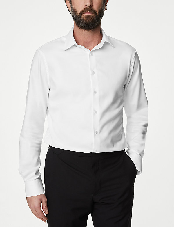 Tailored Fit Easy Iron Luxury Cotton Twill Shirt - QA