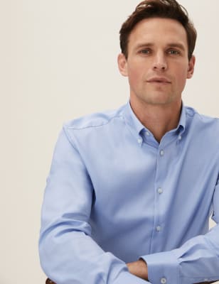 

M&S Collection Luxury Camisa premium de ajuste estándar 100% algodónMens - Blue Mix, Blue Mix