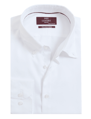 

M&S Collection Luxury Camisa Oxford de ajuste estándar 100% algodón italianoMens - White Mix, White Mix