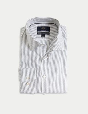 

Mens M&S SARTORIAL Regular Fit Easy Iron Pure Cotton Striped Shirt - Neutral, Neutral