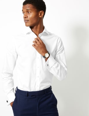 marks and spencer mens white dress shirts