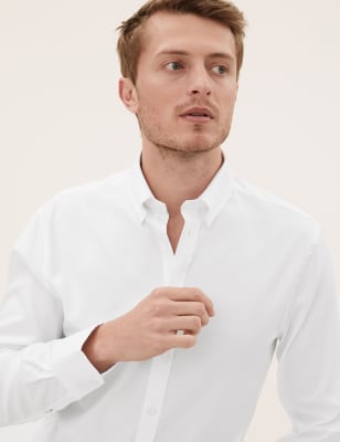 Chemise Oxford coupe ajust&eacute;e en coton, repassage facile