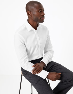 

Mens M&S Collection Tailored Fit Pure Cotton Tailored - White, White