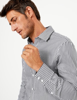 Chemise ajust&eacute;e &agrave; rayures, repassage facile