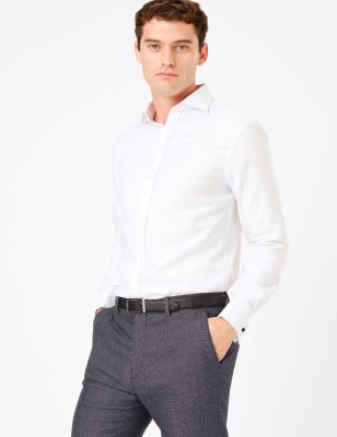 Chemise ajust&eacute;e 100&nbsp;% coton &agrave; rayures