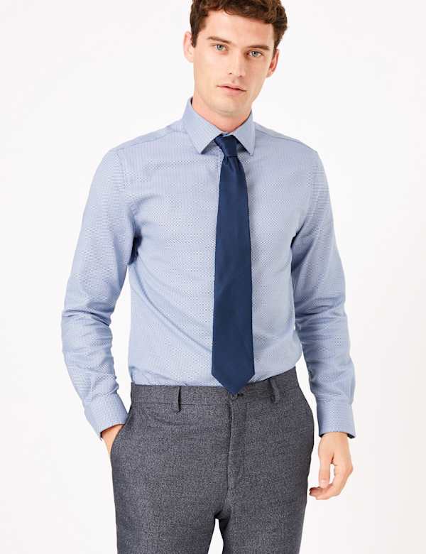 Pure Cotton Tailored Fit Brick Print Shirt