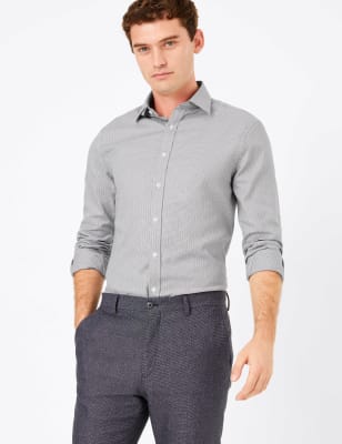 Chemise ajust&eacute;e 100&nbsp;% coton &agrave; imprim&eacute; briques