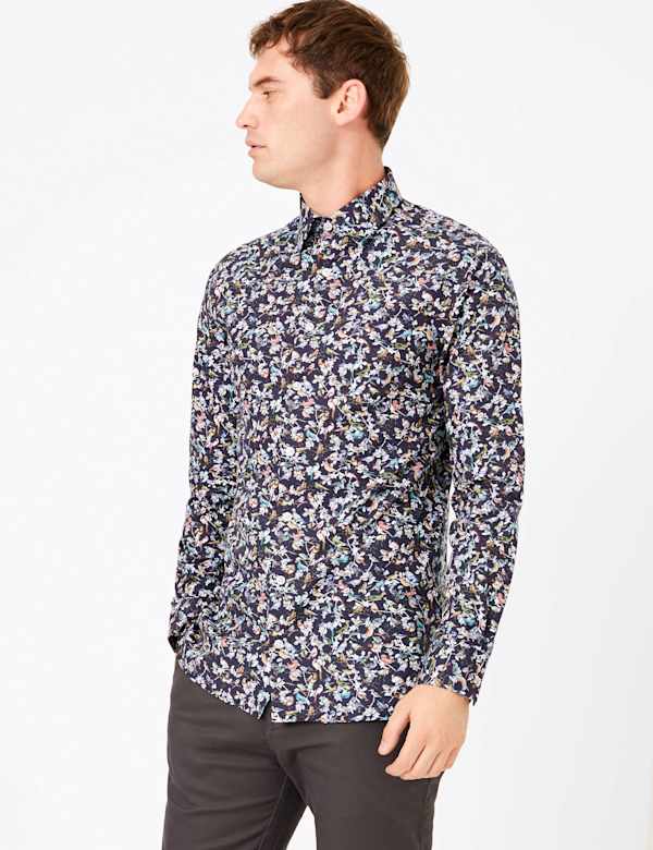 Tailored Fit Italian Design Bird Print Shirt
