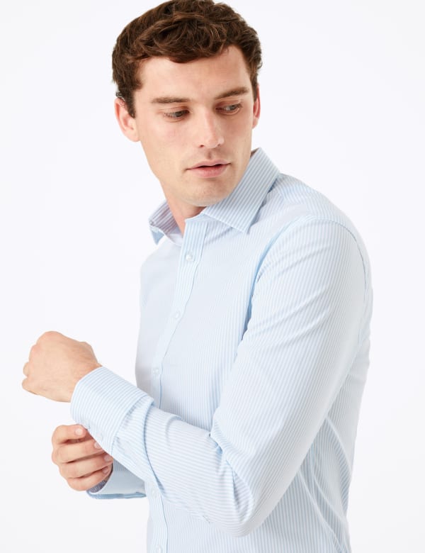 Slim Fit Cotton Striped Shirt with Stretch