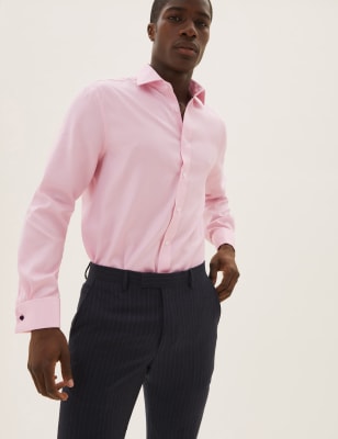 

Mens M&S Collection Luxury Regular Fit Pure Cotton Shirt - Pink, Pink