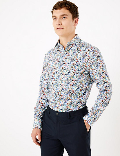 Tailored Fit Pure Cotton Printed Shirt