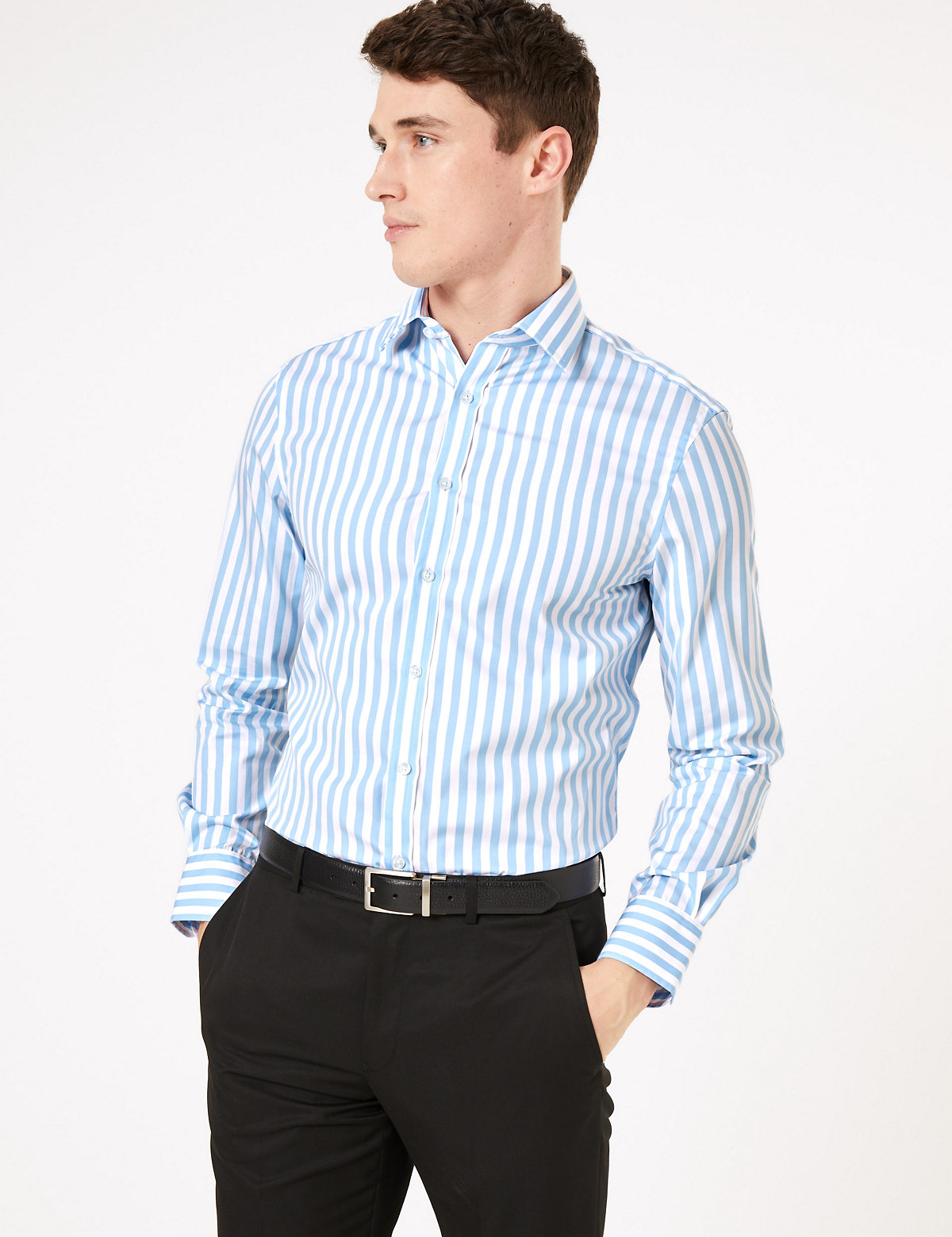 Pure Cotton Stripe Tailored Shirt