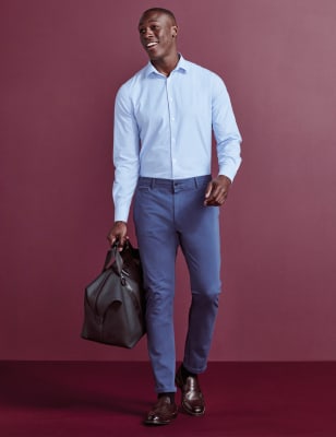 

Mens M&S Collection Luxury Slim Fit Cotton Stretch Oxford Shirt - Blue, Blue