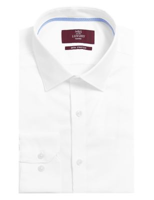 M&S Mens Tailored Fit Cotton Stretch Oxford Shirt
