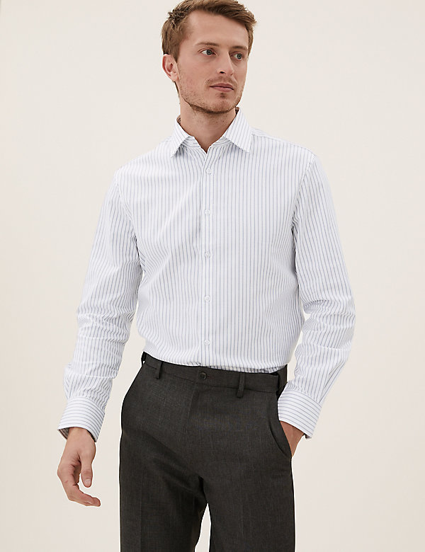 Tailored Fit Cotton Rich Striped Shirt