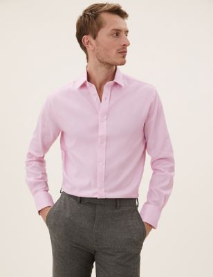 

Mens M&S Collection Luxury Tailored Fit Pure Cotton Shirt - Pink, Pink