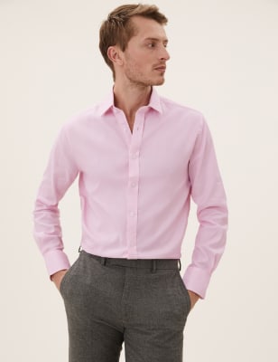 

Mens M&S Collection Luxury Auf Figur geschnittenes Hemd aus reiner Baumwolle - Pink, Pink