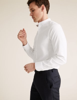 

M&S Collection Luxury Camisa ajustada elástica de algodón de sargaMens - White, White