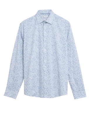 

Mens M&S Collection Regular Fit Cotton Rich Floral Shirt - Blue Mix, Blue Mix