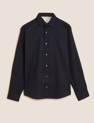 

Autograph Camisa de ajuste estándar texturizada de planchado fácil 100% algodónMens - Dark Navy, Dark Navy