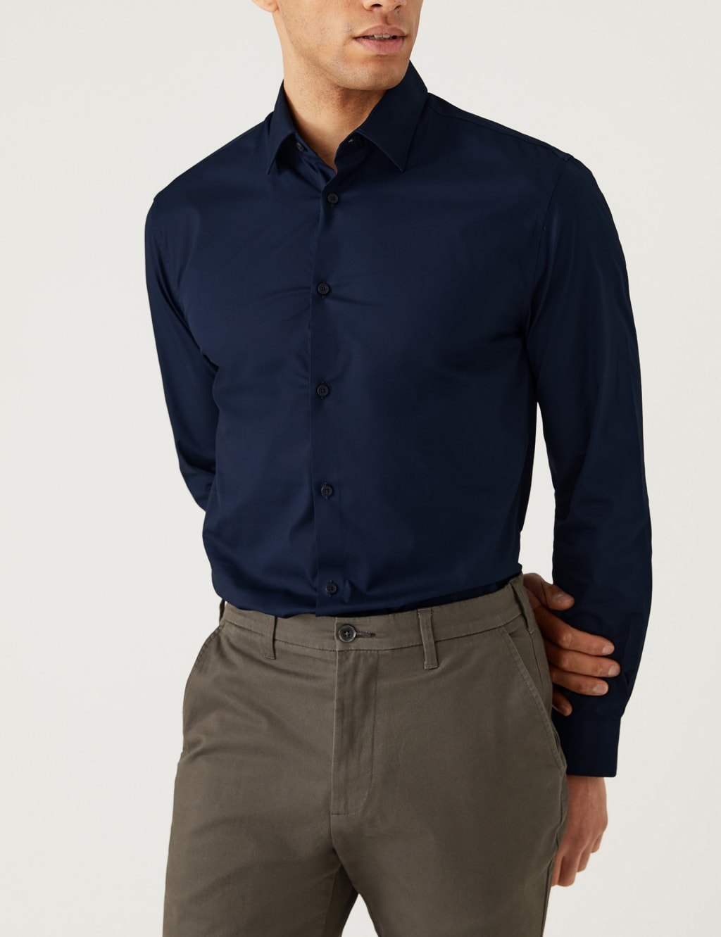Slim Fit Cotton Rich Stretch Shirt image 1