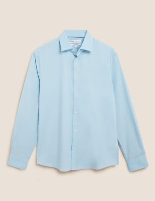 

Mens M&S Collection Bügelleichtes Hemd in normaler Passform mit hohem Baumwollanteil - Light Blue, Light Blue