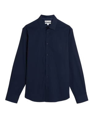 

M&S Collection Camisa de ajuste estándar de planchado fácil de algodónMens - Navy, Navy