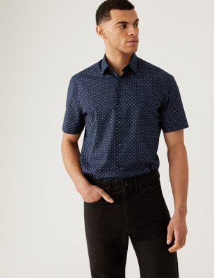 

M&S Collection Camisa de ajuste estándar de planchado fácil de algodónMens - Navy, Navy