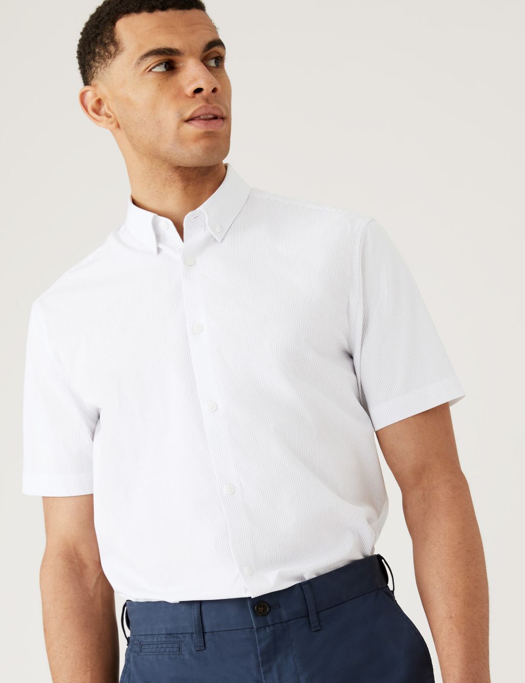 Regular Fit Cotton Rich Striped Shirt image 4