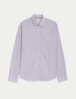 Regular Fit Cotton Rich Striped Shirt - QA