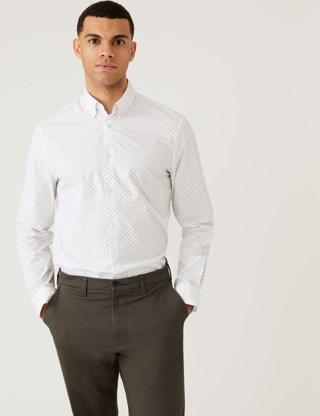 Slim Fit Cotton Rich Sun Ray Print Shirt image 1