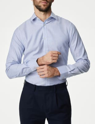 Chemise coupe cintrée 100&nbsp;% coton à rayures, sans repassage - FR