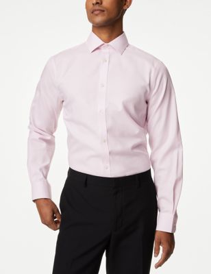 

Mens M&S Collection Regular Fit Non Iron Pure Cotton Gingham Shirt - Pink, Pink