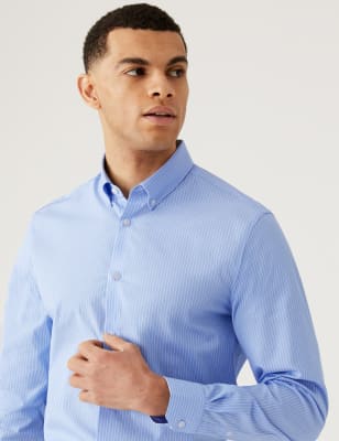 Slim Fit Cotton Rich Striped Shirt