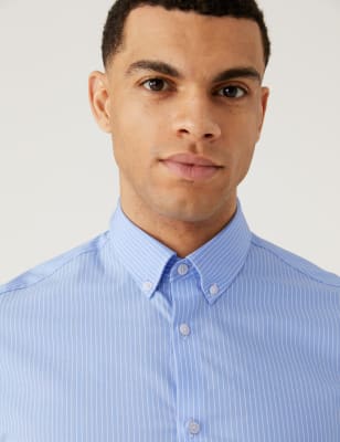 Slim Fit Cotton Rich Striped Shirt