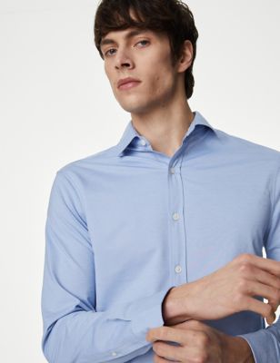 Autograph Mens Slim Fit Easy Iron Jersey Shirt - XL - Blue, Blue,Pink,White,Denim