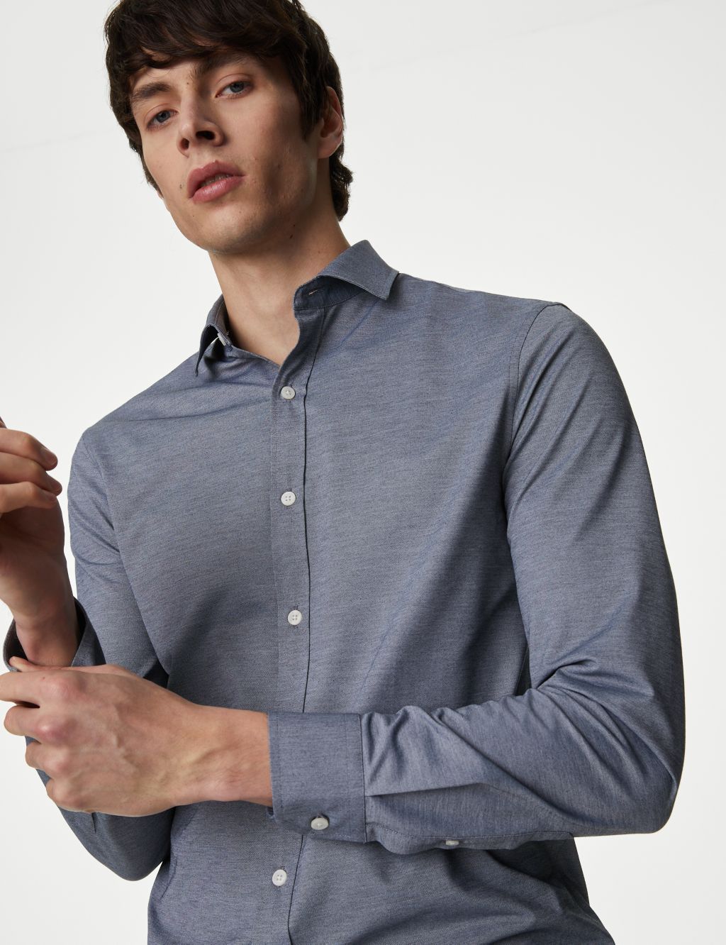 Slim Fit Easy Iron Commuter Jersey Shirt