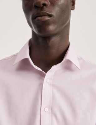 Jaeger Men's Tailored Fit Pure Cotton Texture Shirt - 15 - Pink, Pink,White,Blue