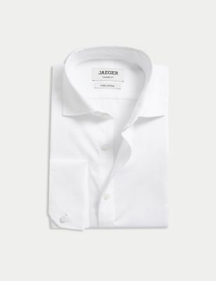 Jaeger Mens Tailored Fit Pure Cotton Shirt - 15.5 - White, White