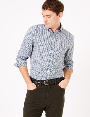 Tailored Fit Mini Gingham Easy Iron Shirt - TW