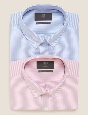 Lot de 2 chemises Oxford coupe standard à rayures - Pink Mix