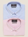 2 Pack Regular Fit Striped Oxford Shirts