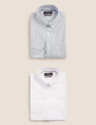  Lot de 2 chemises Oxford coupe standard en coton - Blue Mix