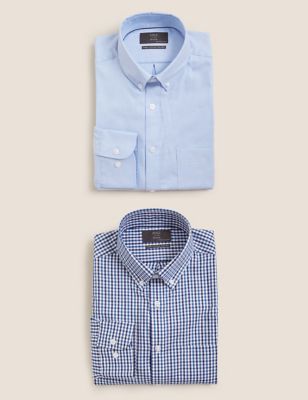  Lot de 2 chemises Oxford coupe standard en coton - Blue Mix