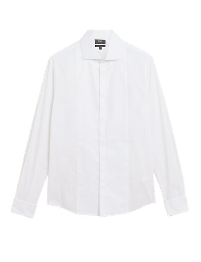m&s collection slim fit cotton rich dinner shirt - white, white