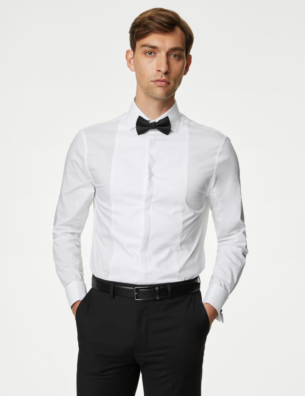 Tailored Fit Dress Shirt with Bow Tie image 1