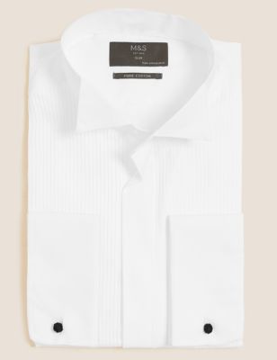 M&S Mens Slim Fit Pure Cotton Dinner Shirt