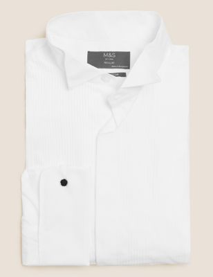 M&S Mens Regular Fit Pure Cotton Striped Dinner Shirt