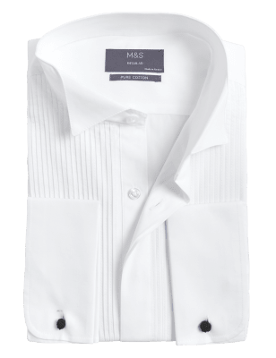 

Mens M&S Collection Regular Fit Pure Cotton Dinner Shirt - White, White