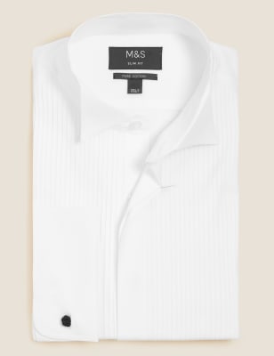 

Mens M&S Collection Slim Fit Easy Iron Pure Cotton Dinner Shirt - White, White